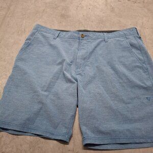 Vissla Mens Upcycled Poly Cotton Stretch Shorts Size 38 Blue Textured Casual